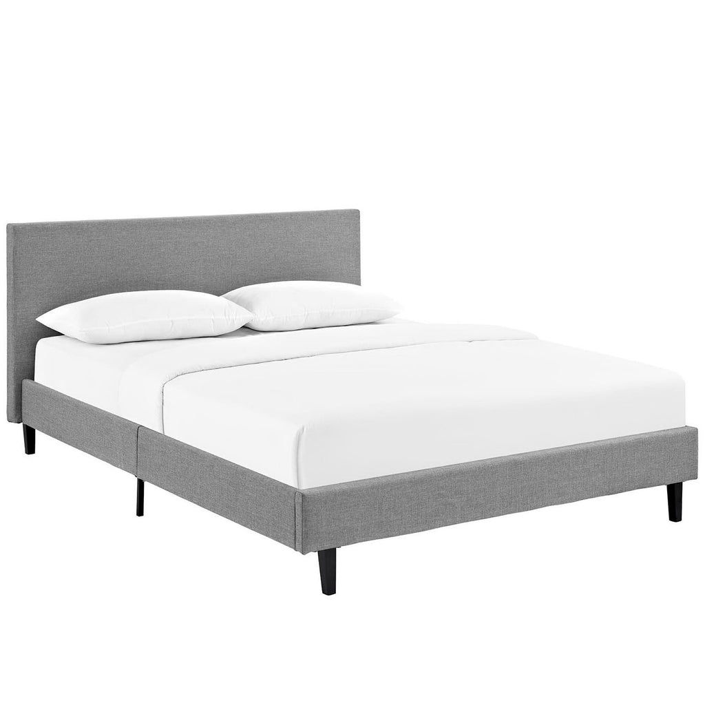 Anya Fabric Queen Bed - Light Gray