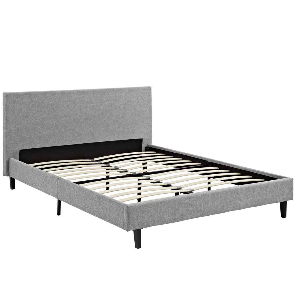 Anya Fabric Queen Bed - Light Gray