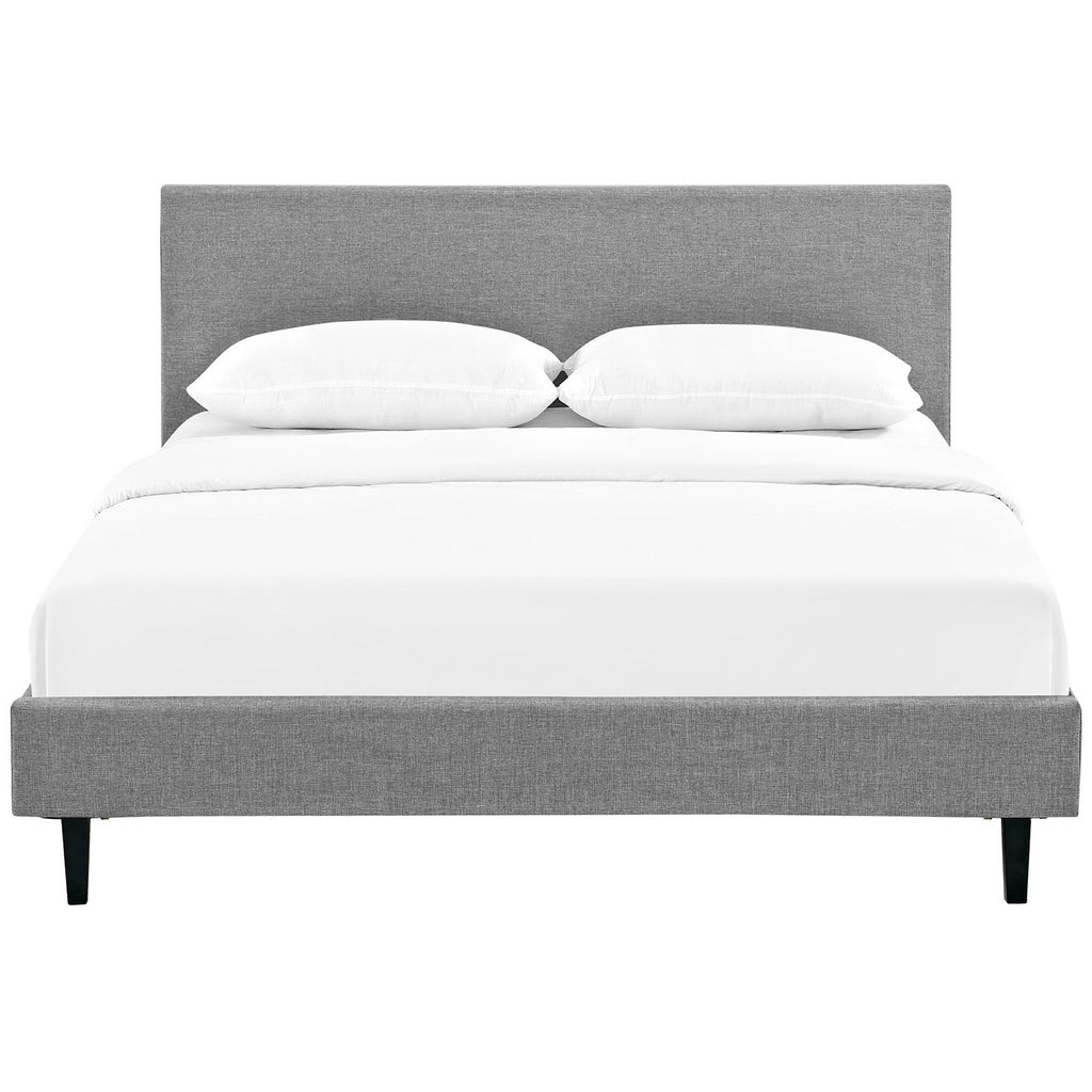 Anya Fabric Queen Bed - Light Gray
