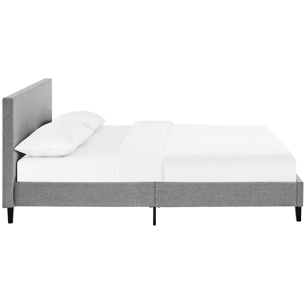 Anya Fabric Queen Bed - Light Gray