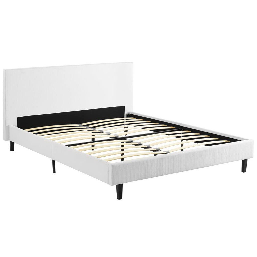 Anya Fabric Queen Bed - White