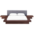 Freja 3 Piece Fabric Queen Bedroom Set - Walnut Gray