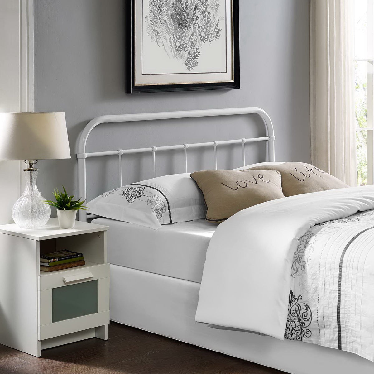 Serena Full Steel Headboard - White
