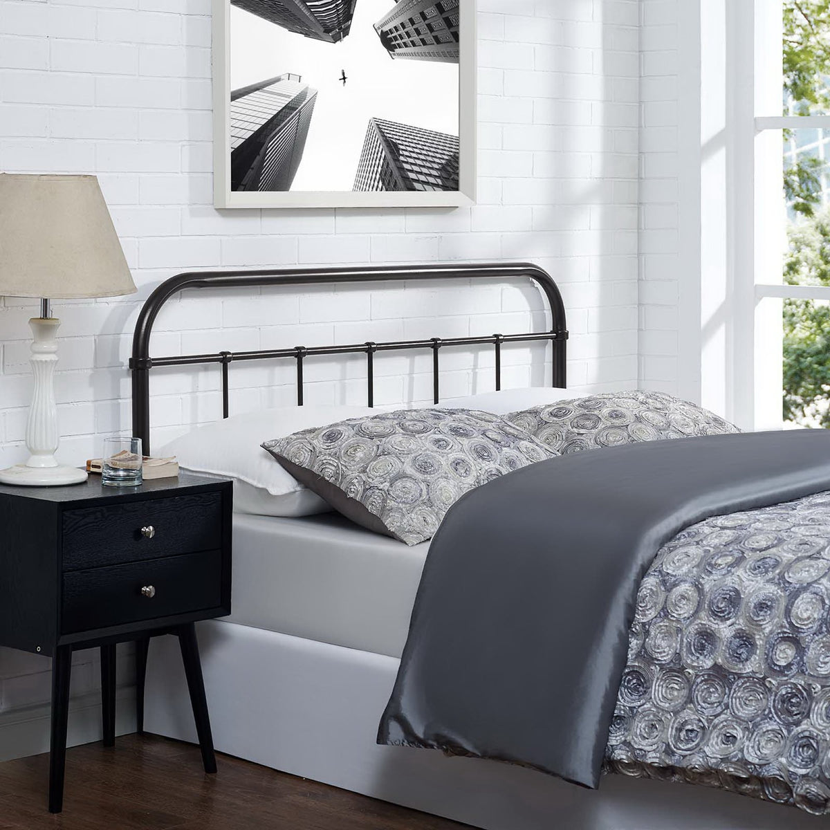 Serena Queen Steel Headboard - Brown