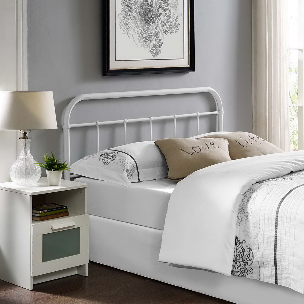 Serena Queen Steel Headboard - White