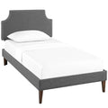 Laura Fabric Twin Platform Bed with Squared Tapered Legs - Gray
