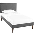 Camille Fabric Twin Platform Bed with Squared Tapered Legs - Gray