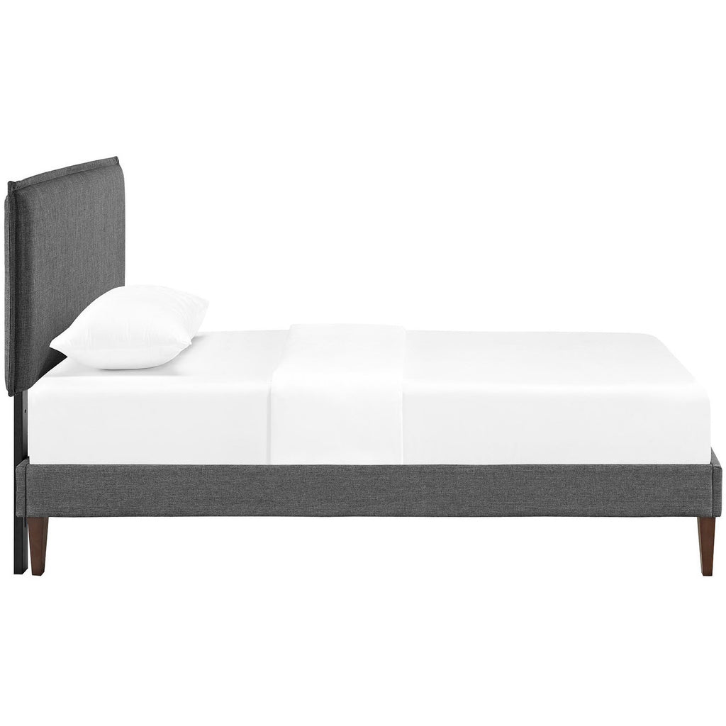 Camille Fabric Twin Platform Bed with Squared Tapered Legs - Gray