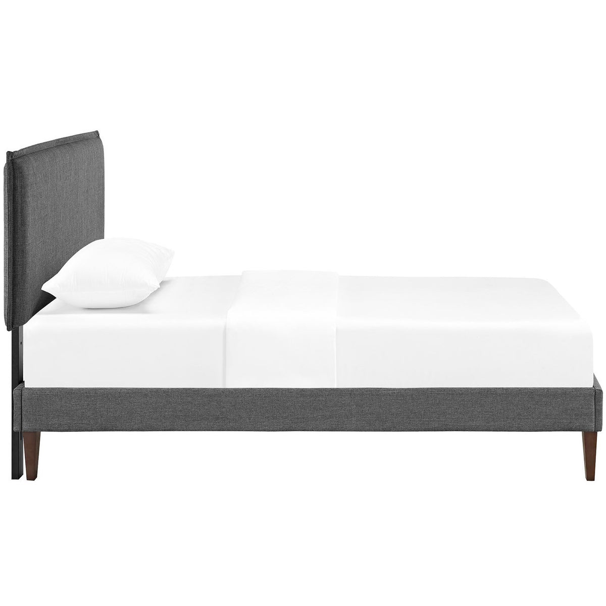 Camille Fabric Twin Platform Bed with Squared Tapered Legs - Gray