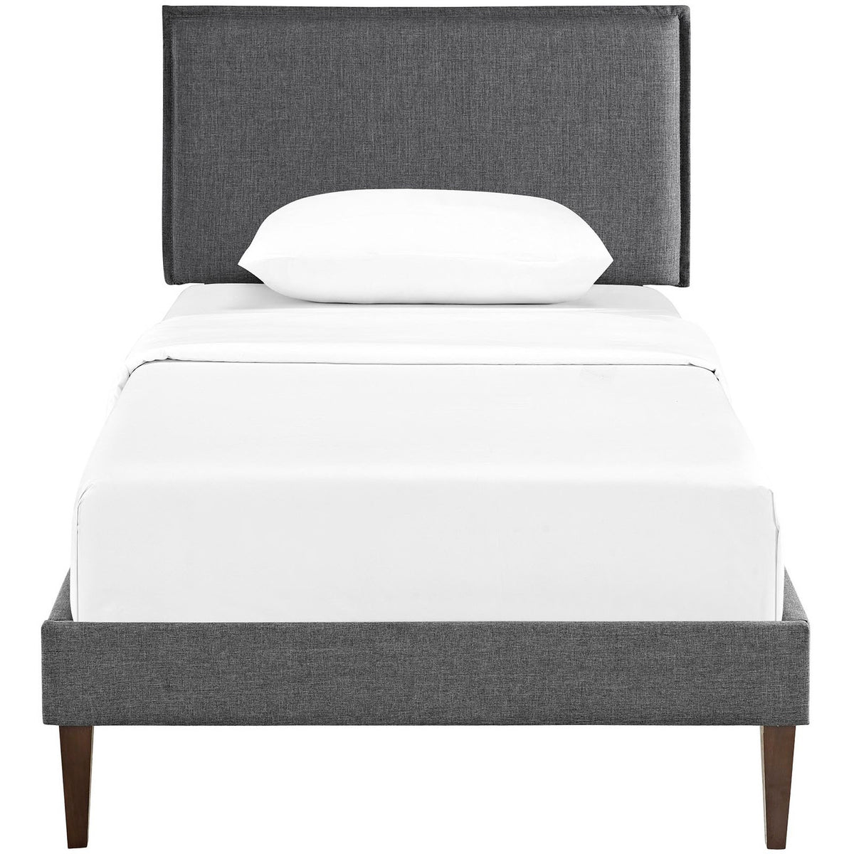 Camille Fabric Twin Platform Bed with Squared Tapered Legs - Gray