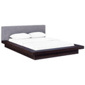 Freja Fabric Queen Platform Bed - Cappuccino Gray