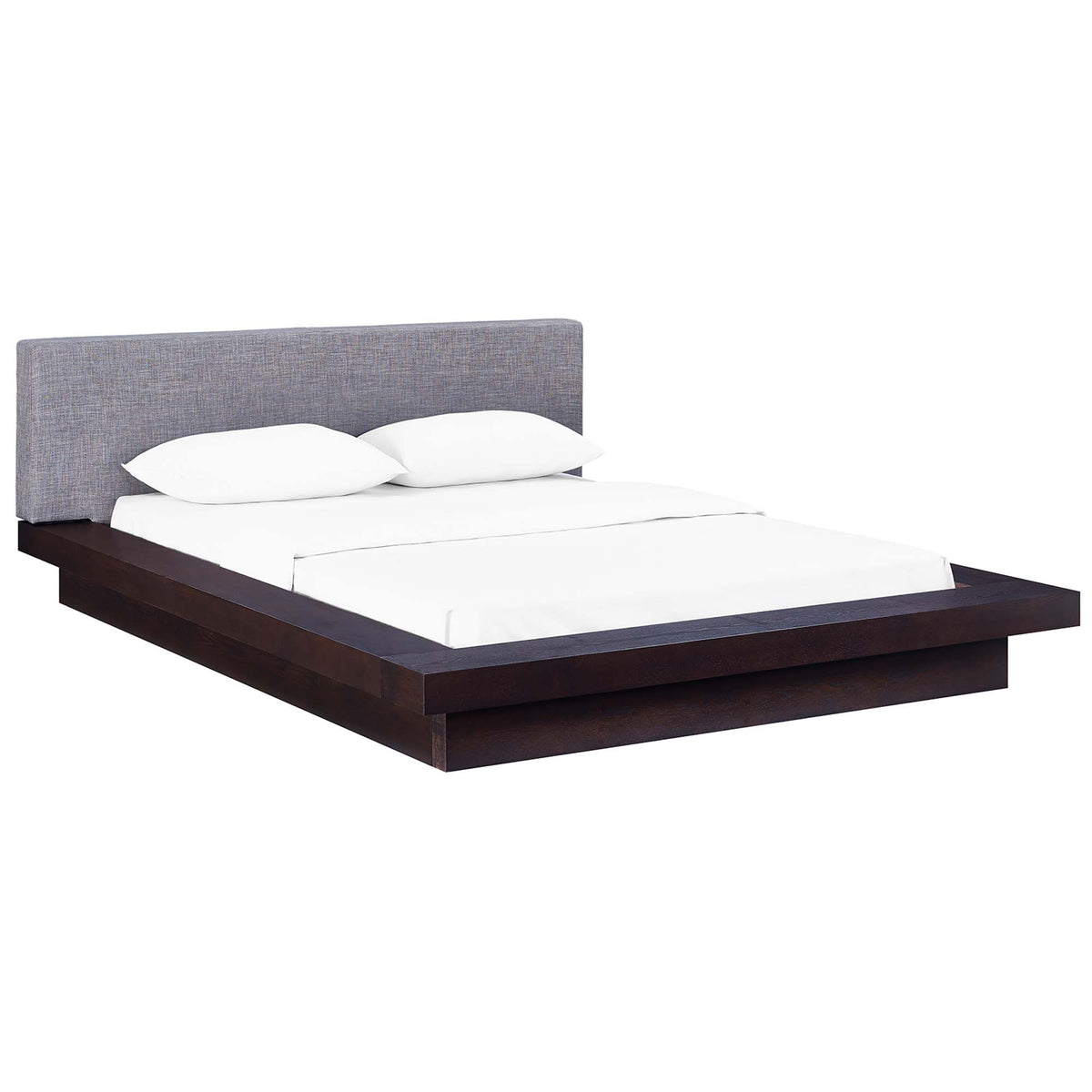 Freja Fabric Queen Platform Bed - Cappuccino Gray
