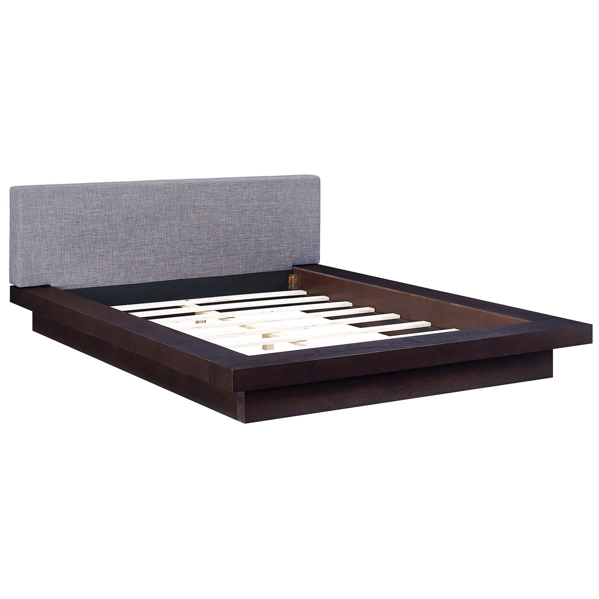 Freja Fabric Queen Platform Bed - Cappuccino Gray