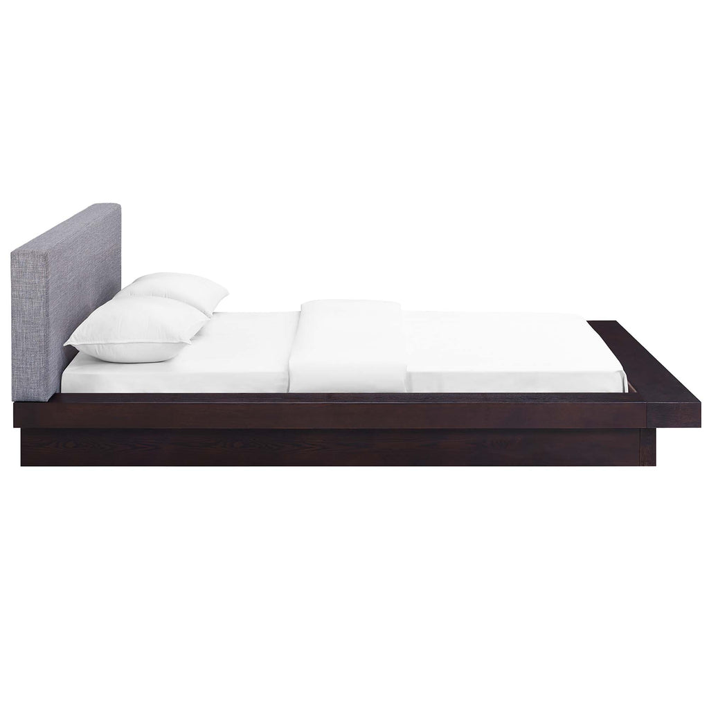 Freja Fabric Queen Platform Bed - Cappuccino Gray