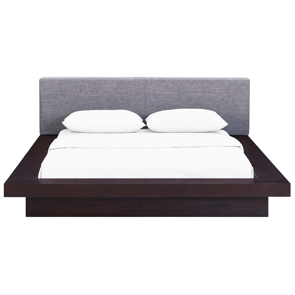 Freja Fabric Queen Platform Bed - Cappuccino Gray