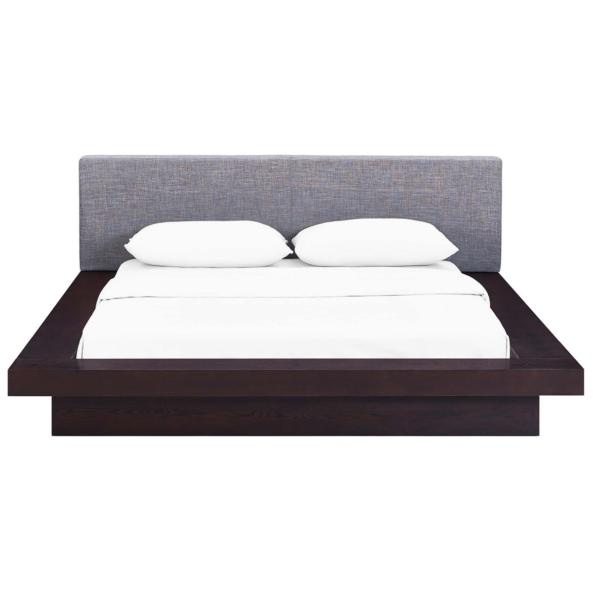 Freja Fabric Queen Platform Bed - Cappuccino Gray
