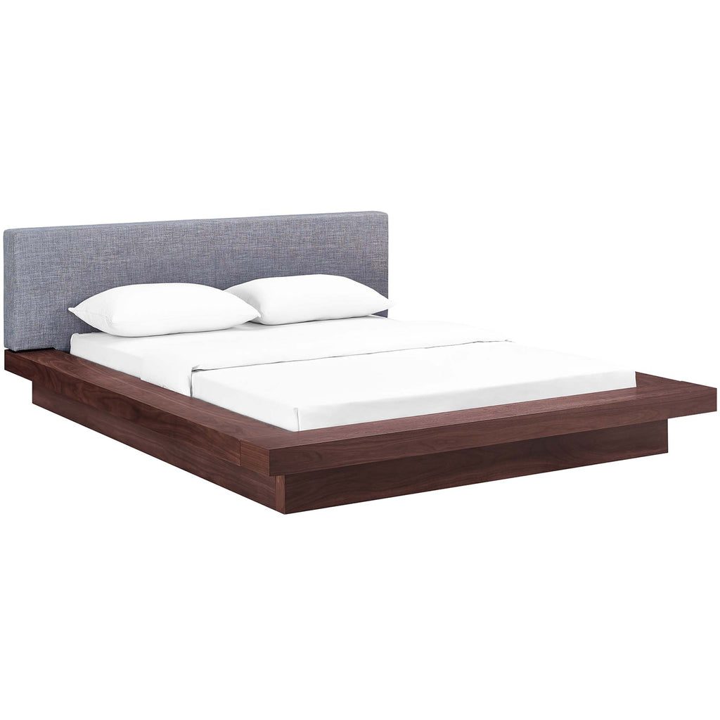 Freja Fabric Queen Platform Bed - Walnut Gray