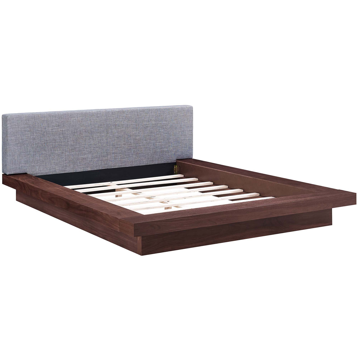 Freja Fabric Queen Platform Bed - Walnut Gray