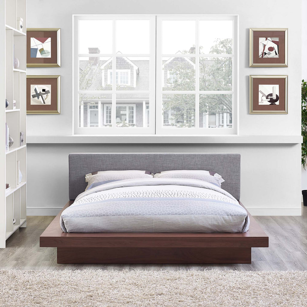 Freja Fabric Queen Platform Bed - Walnut Gray