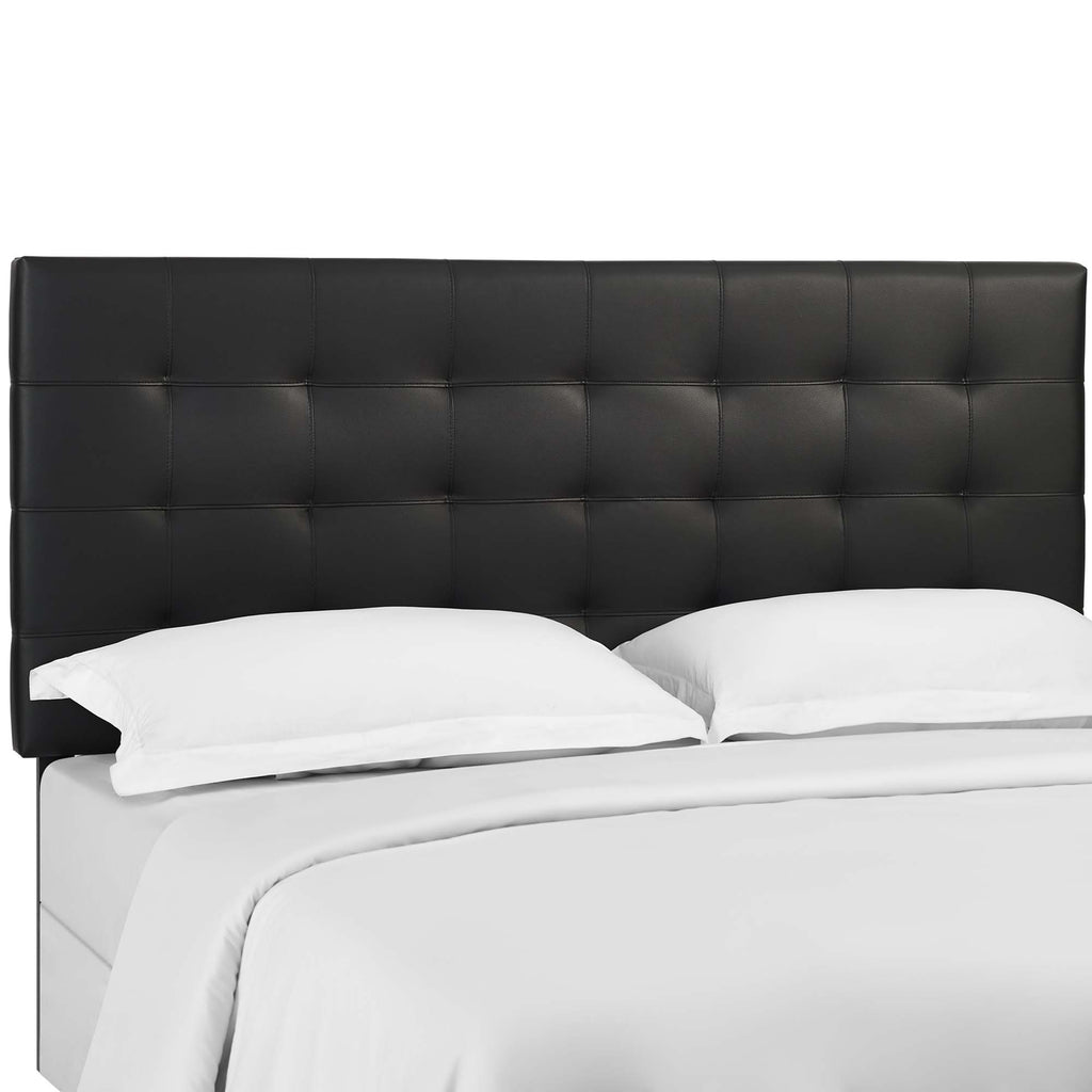 Paisley Tufted Upholstered Faux Leather Full / Queen Headboard - Black