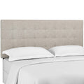Paisley Tufted Upholstered Linen Fabric King and California King Headboard - Beige