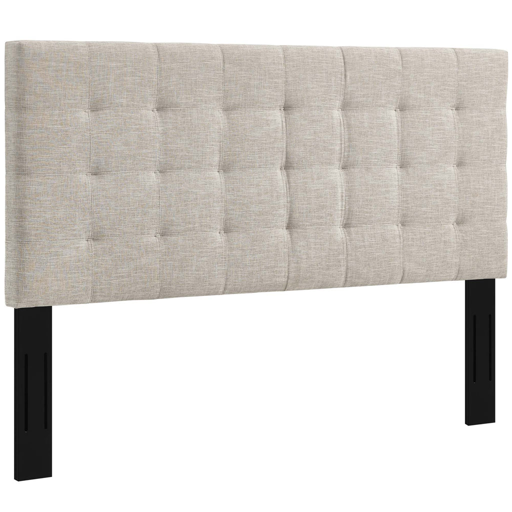 Paisley Tufted Upholstered Linen Fabric King and California King Headboard - Beige