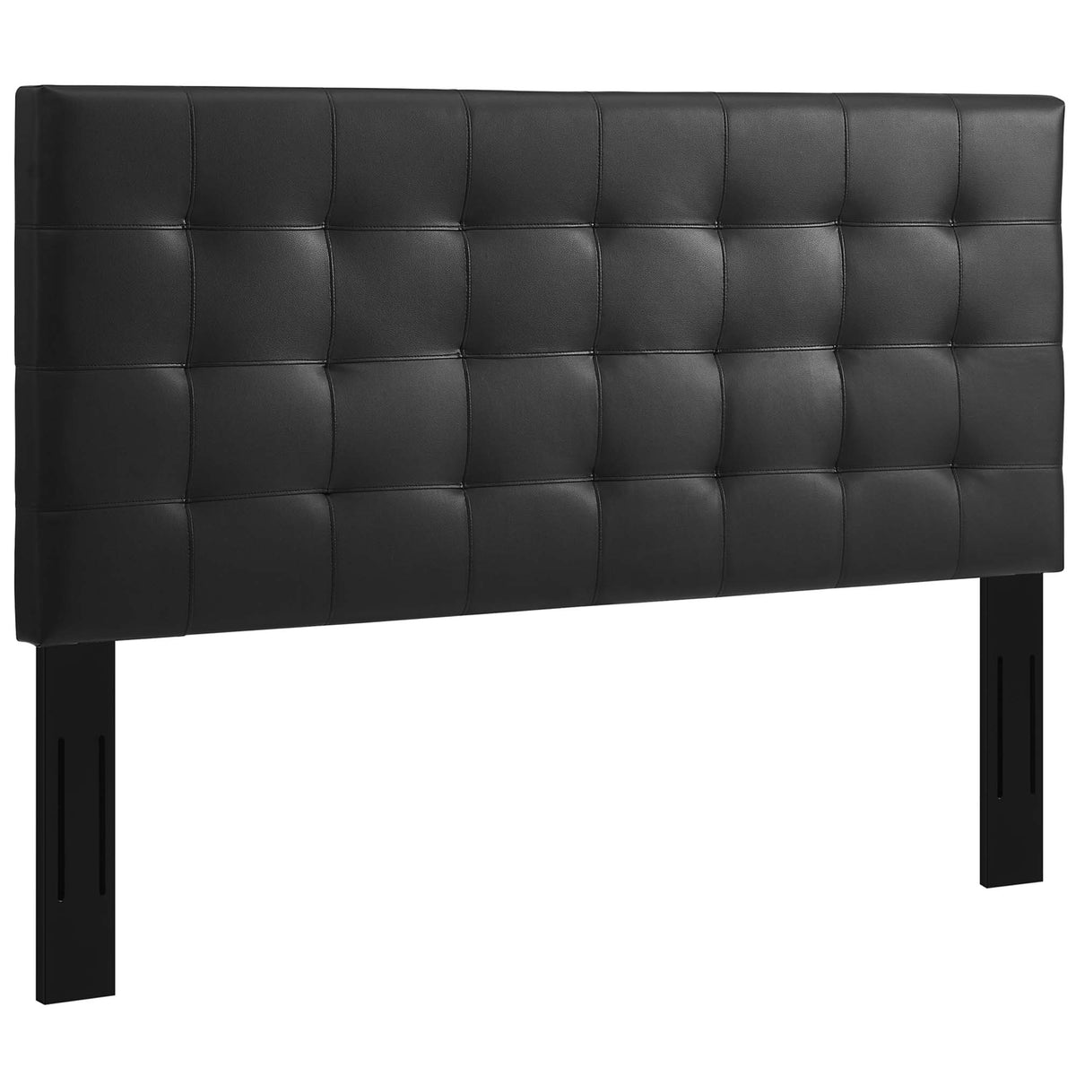 Paisley Tufted Upholstered Faux Leather King and California King Headboard - Black