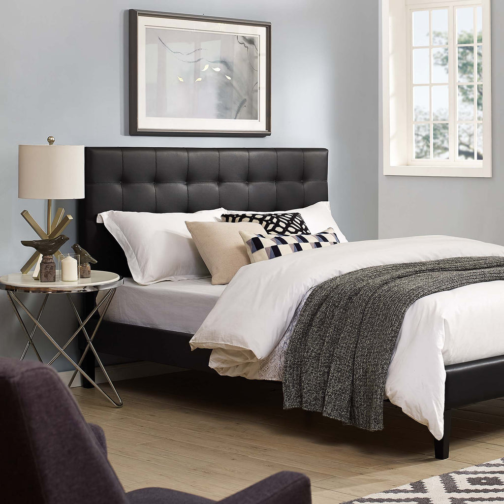 Paisley Tufted Upholstered Faux Leather King and California King Headboard - Black