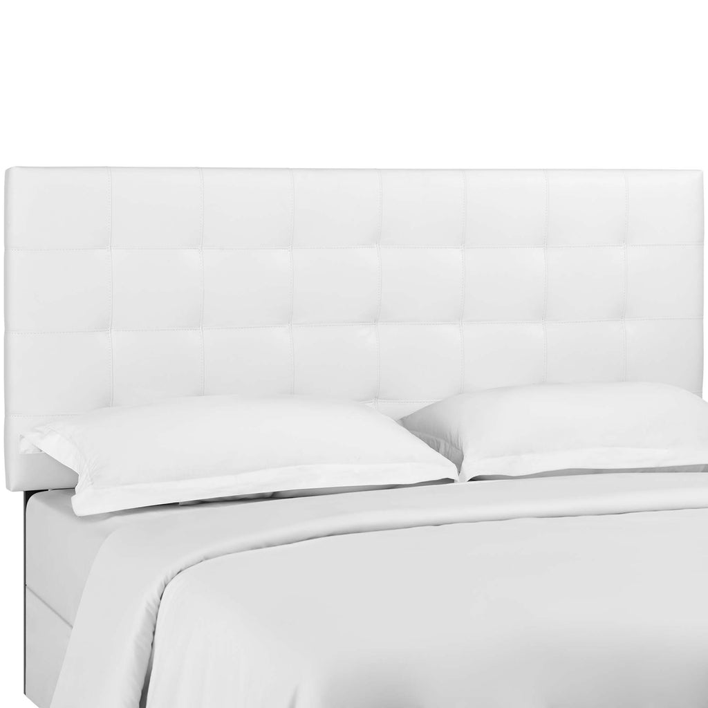Paisley Tufted Upholstered Faux Leather King and California King Headboard - White