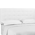Paisley Tufted Upholstered Faux Leather King and California King Headboard - White