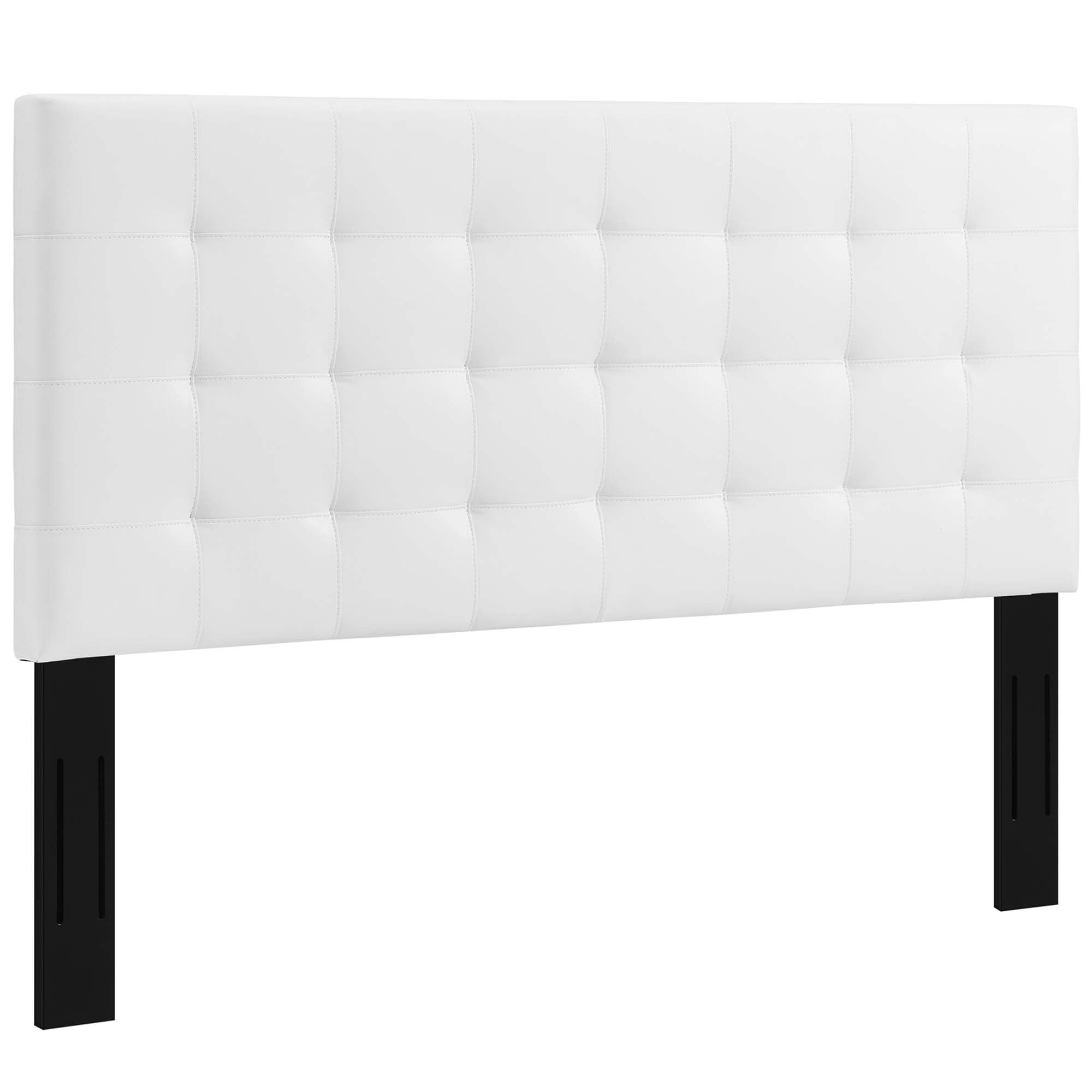 Paisley Tufted Upholstered Faux Leather King and California King Headboard - White