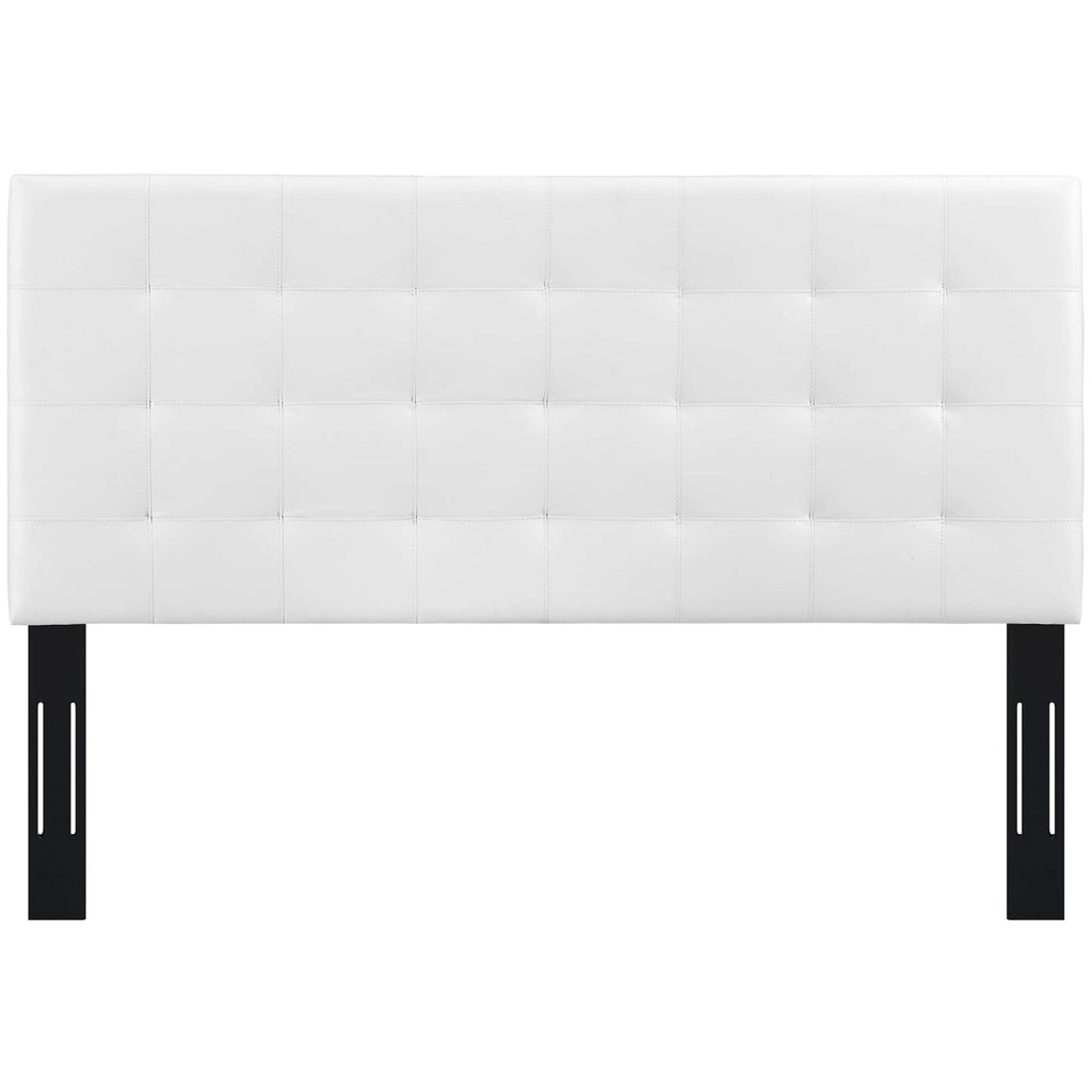Paisley Tufted Upholstered Faux Leather King and California King Headboard - White