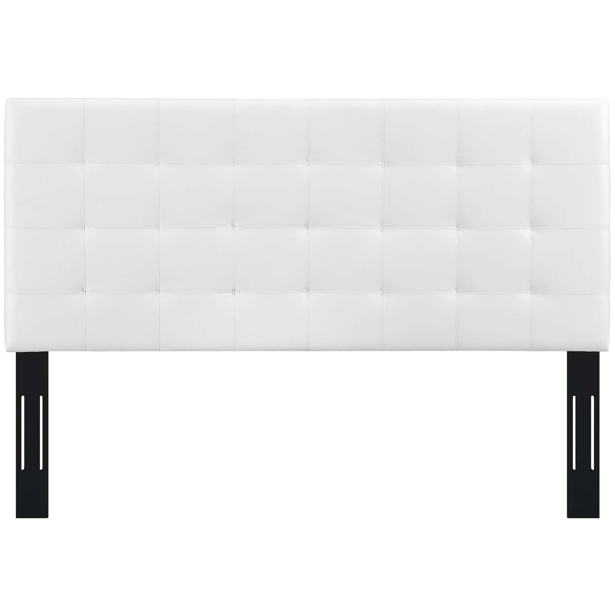 Paisley Tufted Upholstered Faux Leather King and California King Headboard - White