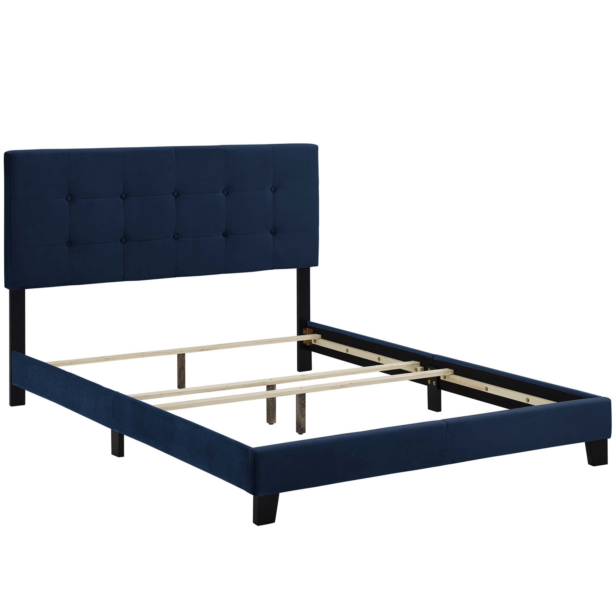 Amira Performance Velvet Full Bed - Midnight Blue
