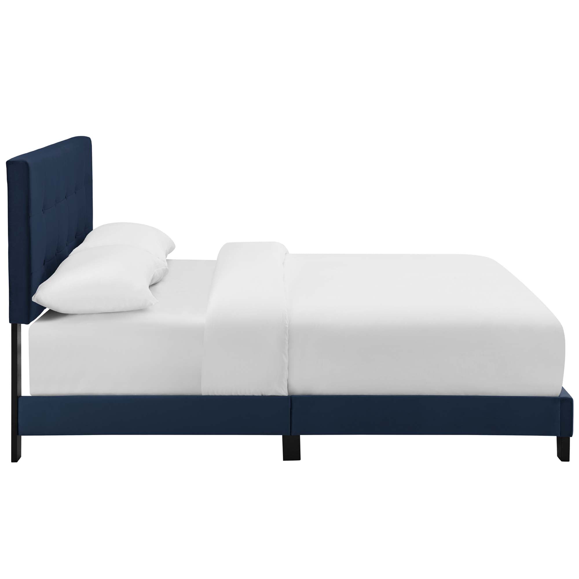 Amira Performance Velvet Full Bed - Midnight Blue