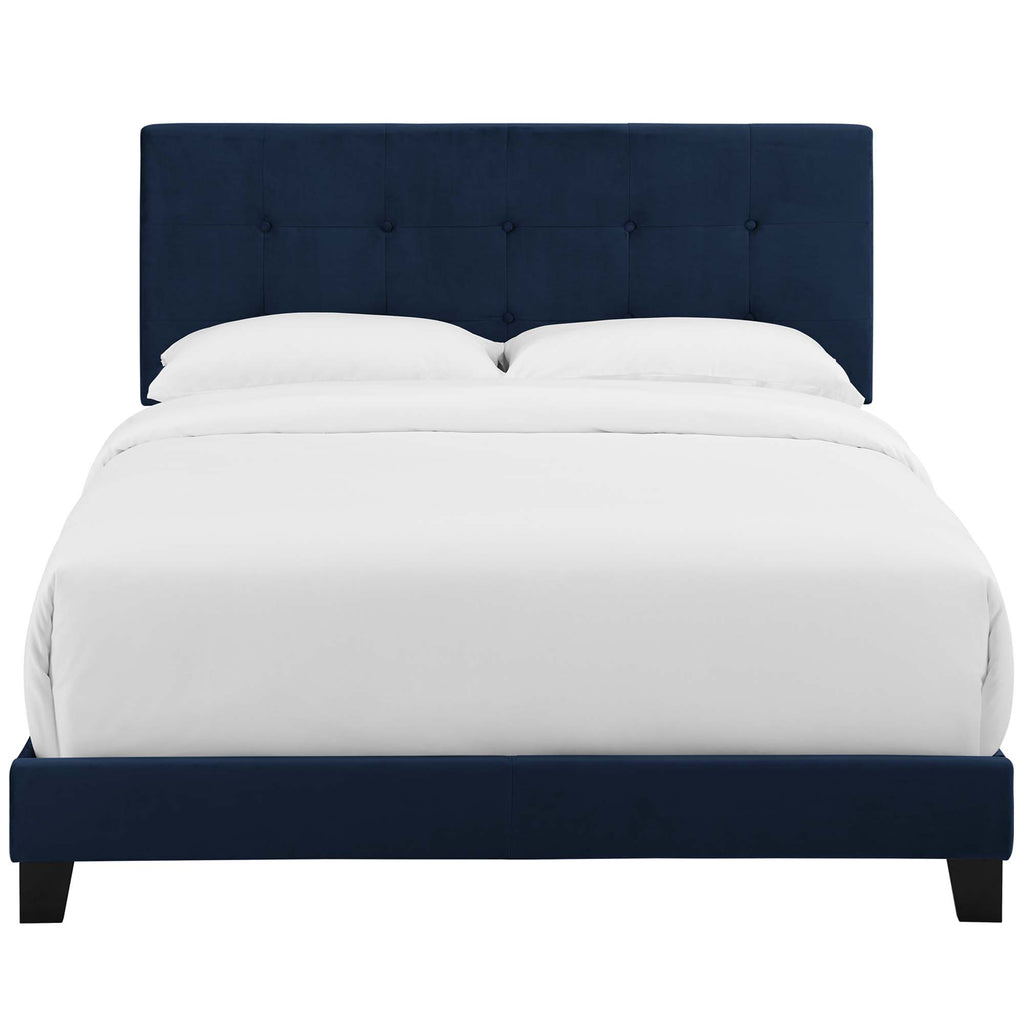 Amira Performance Velvet Full Bed - Midnight Blue