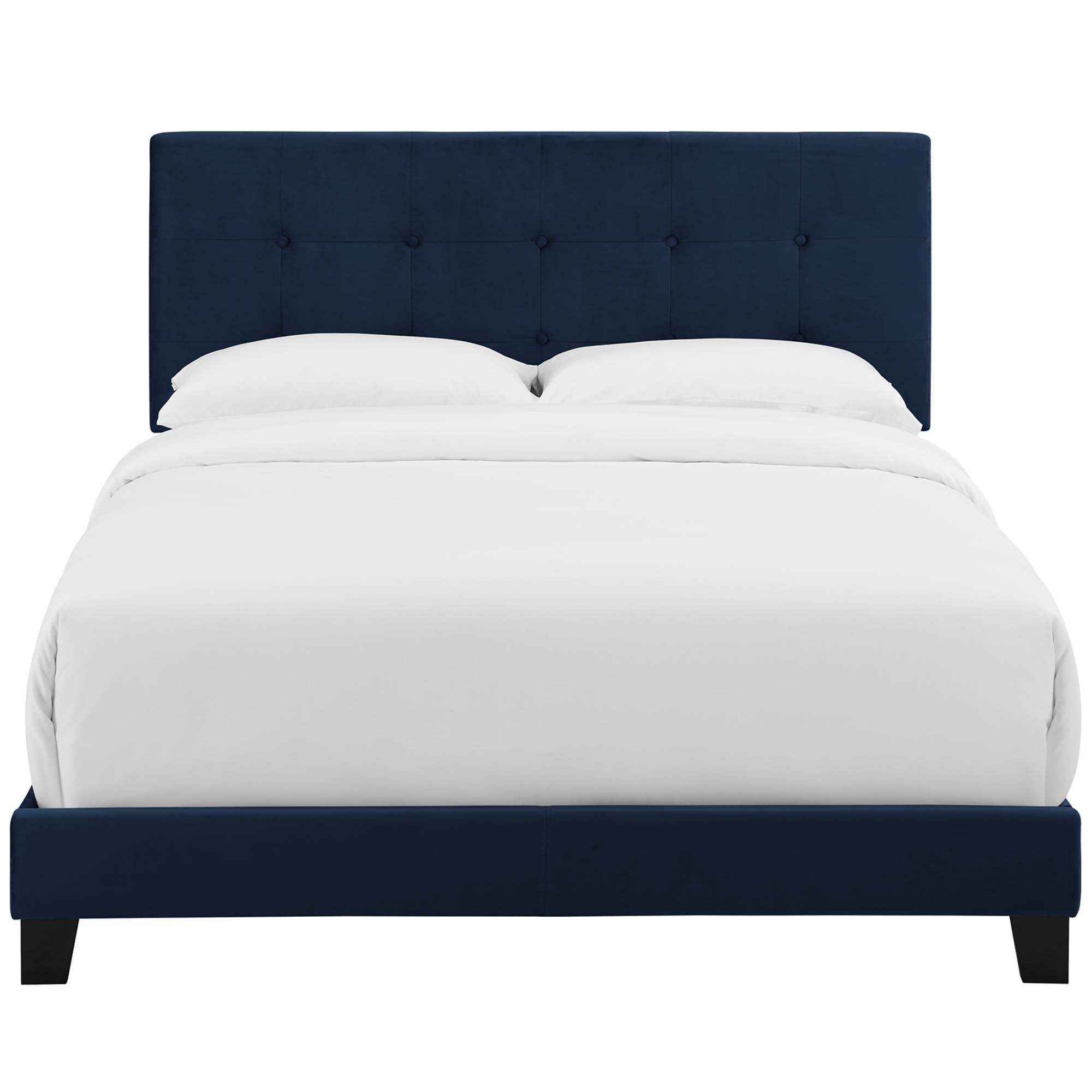 Amira Performance Velvet Full Bed - Midnight Blue