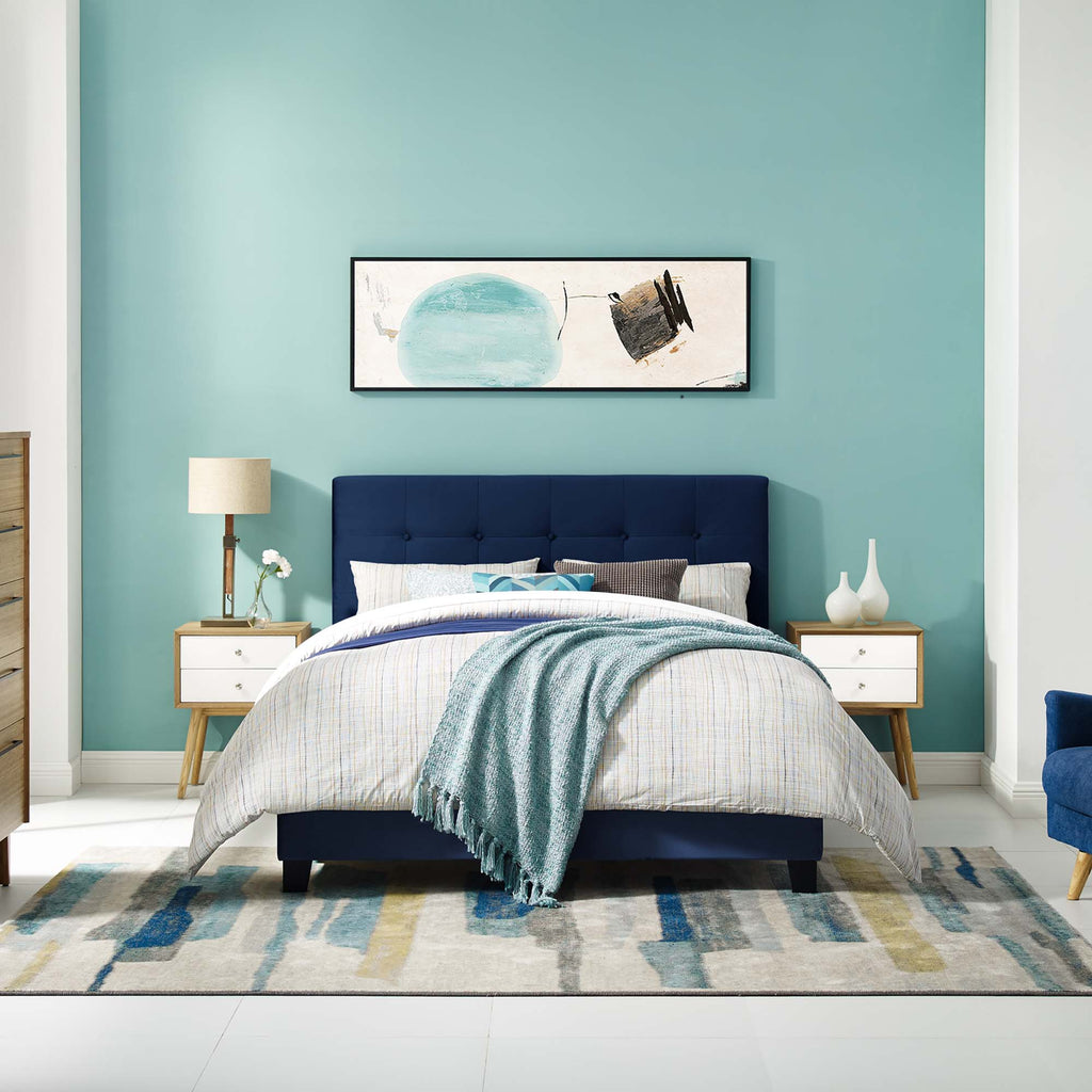 Amira Performance Velvet Full Bed - Midnight Blue