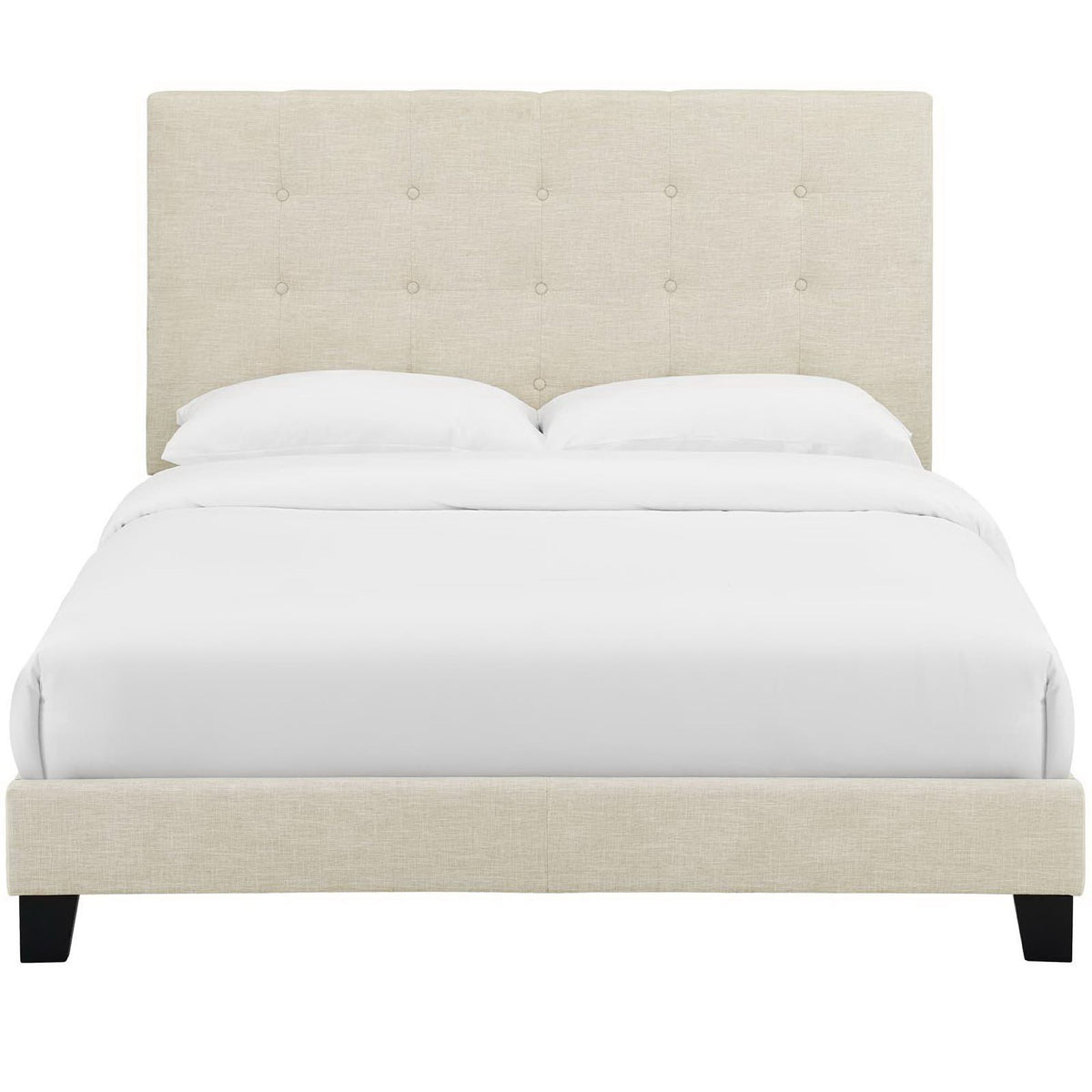 Melanie Tufted Button Upholstered Fabric Full Platform Bed - Beige
