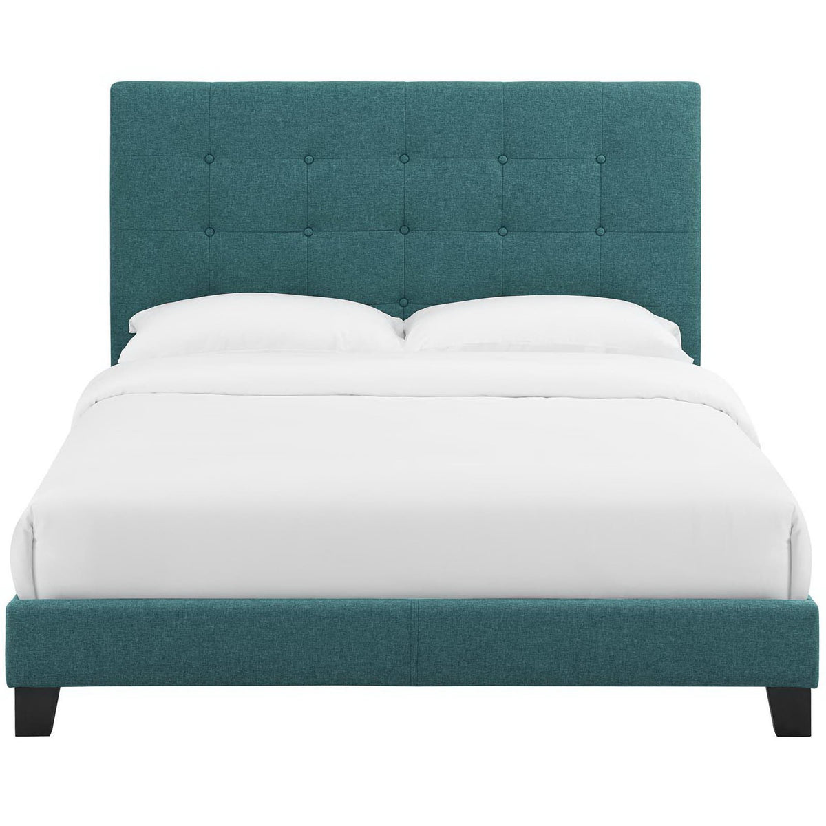 Melanie Tufted Button Upholstered Fabric Queen Platform Bed - Teal