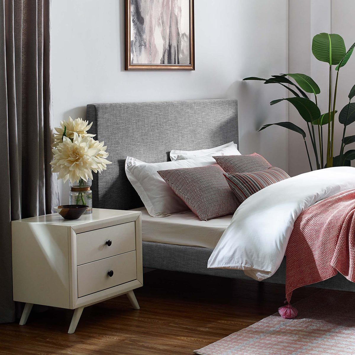 Taylor Upholstered Linen Fabric Full / Queen Headboard - Light Gray