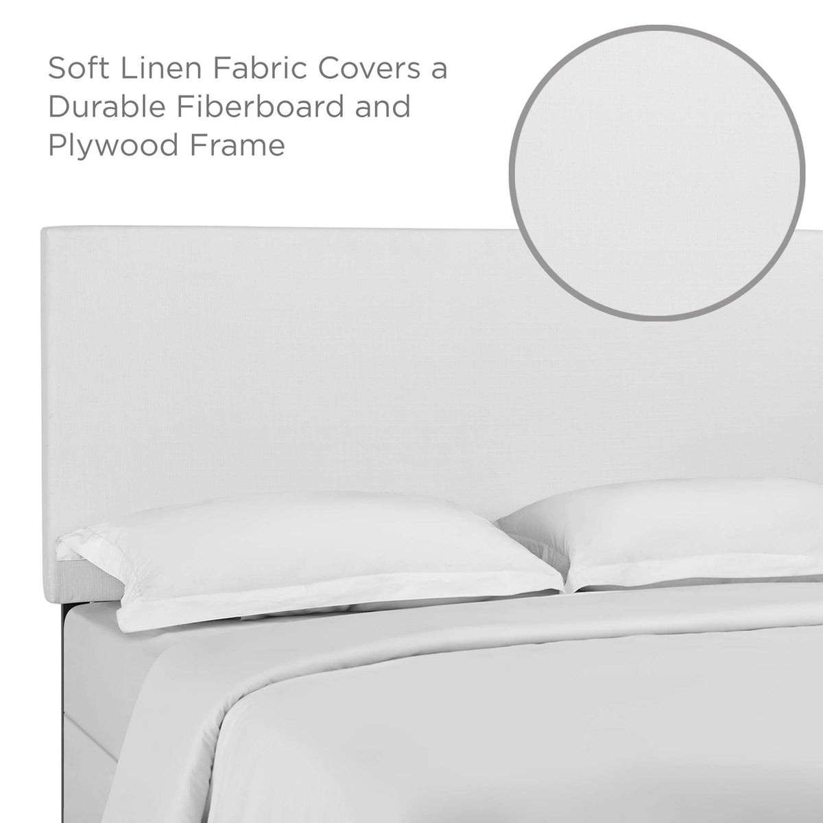 Taylor Upholstered Linen Fabric Full / Queen Headboard - White
