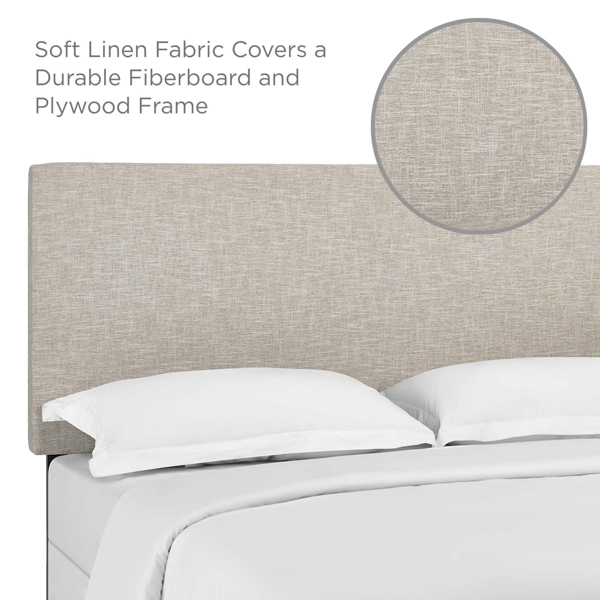 Taylor Upholstered Linen Fabric King and California King Headboard - Beige