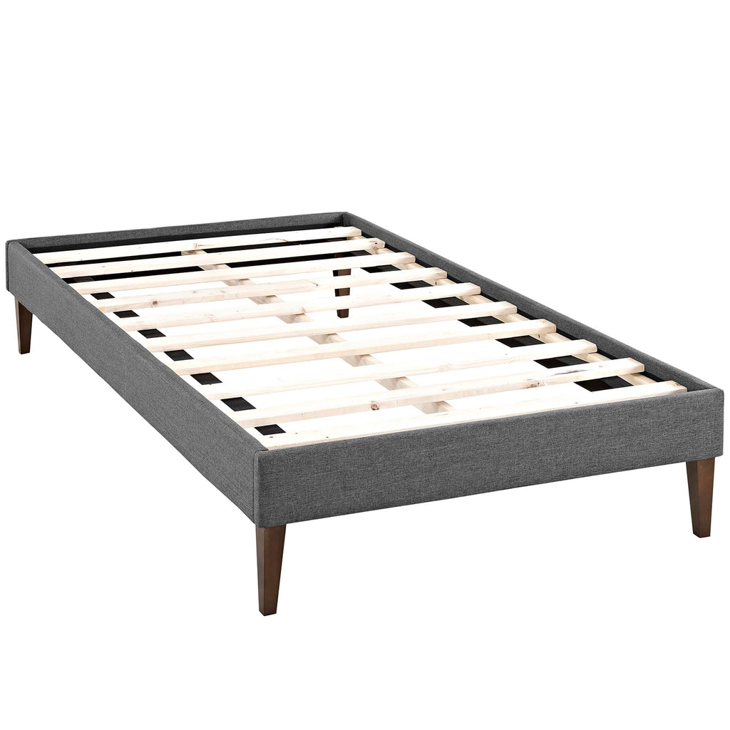 Tessie Fabric Twin Bed Frame with Squared Tapered Legs - Gray
