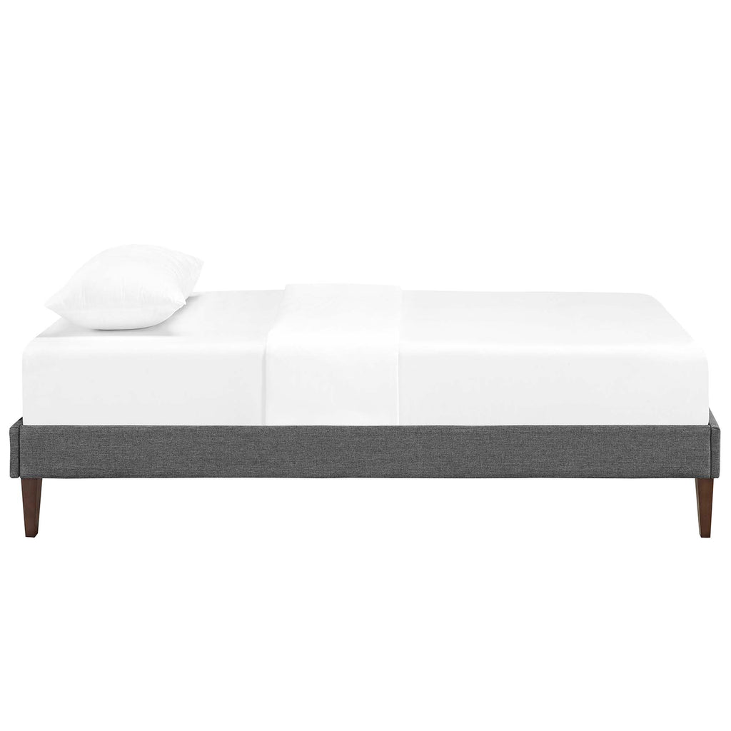 Tessie Fabric Twin Bed Frame with Squared Tapered Legs - Gray