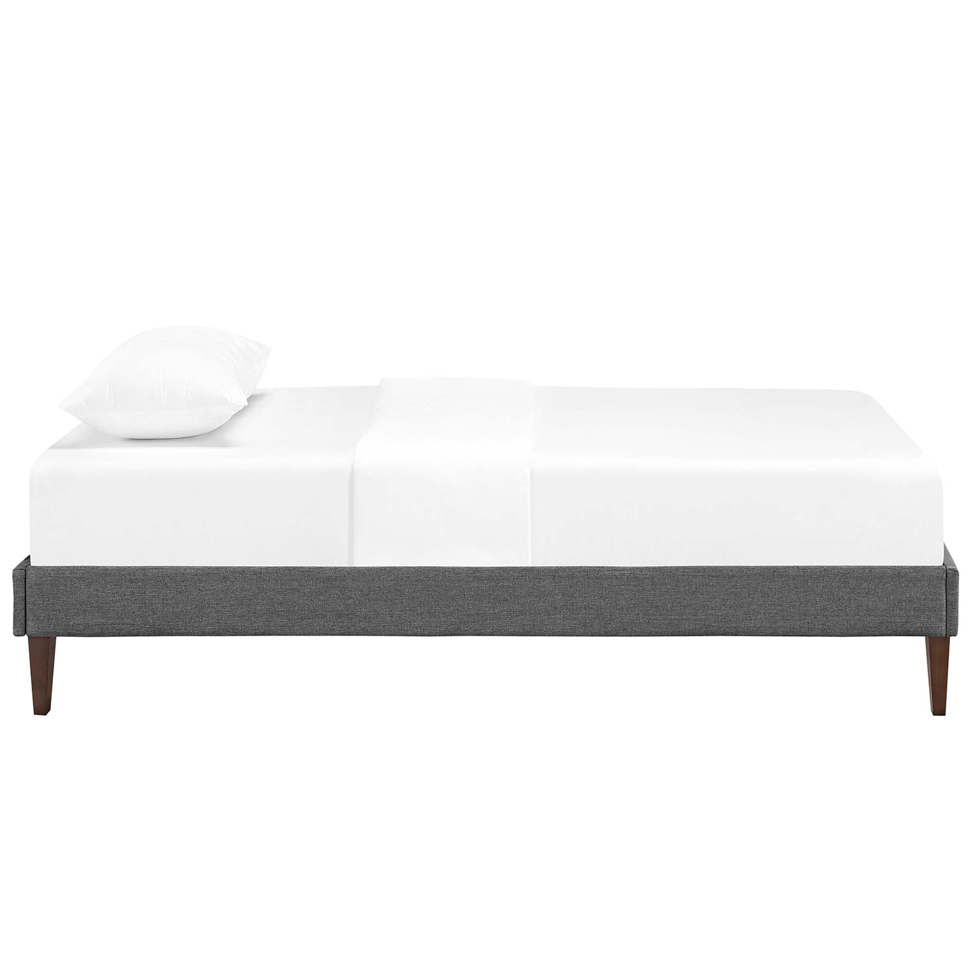 Tessie Fabric Twin Bed Frame with Squared Tapered Legs - Gray