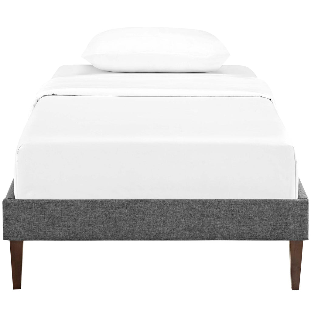 Tessie Fabric Twin Bed Frame with Squared Tapered Legs - Gray