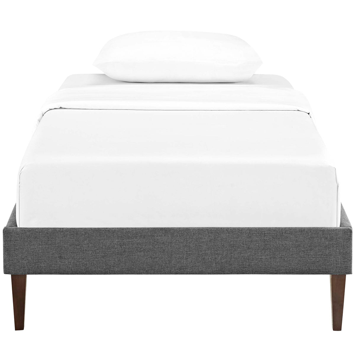 Tessie Fabric Twin Bed Frame with Squared Tapered Legs - Gray