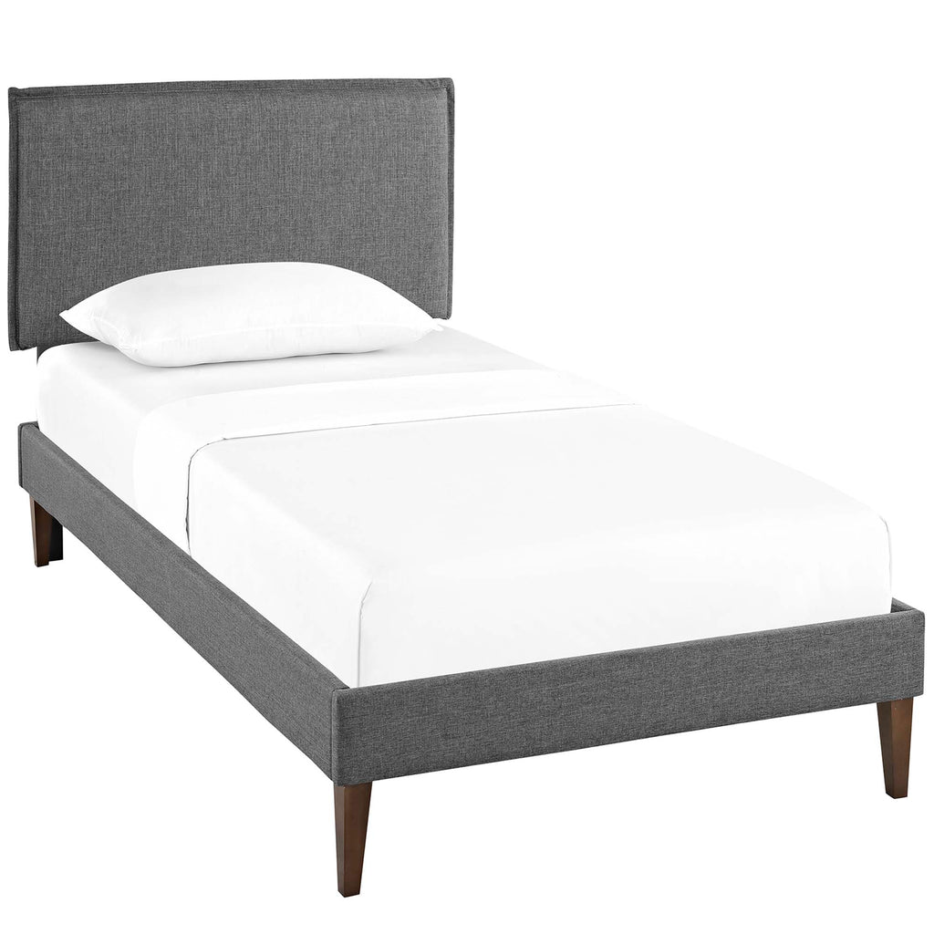 Amaris Fabric Twin Platform Bed with Squared Tapered Legs - Gray
