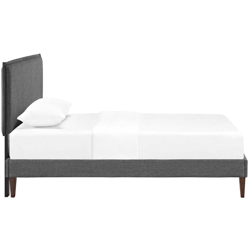 Amaris Fabric Twin Platform Bed with Squared Tapered Legs - Gray